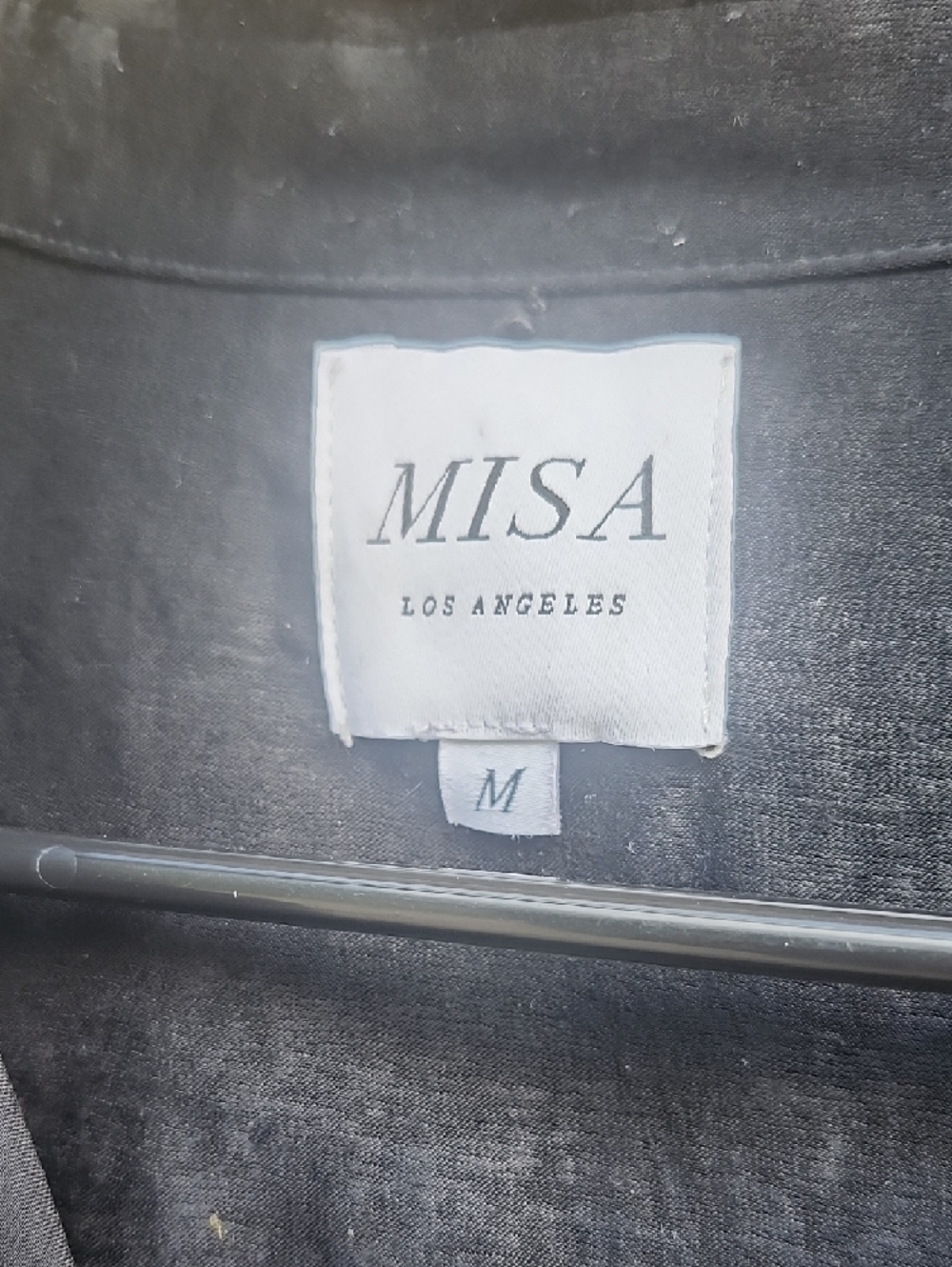 Misa Los Angeles Black Satin Shirt With Flight Sleeves and Asymmetry - Picture 2 of 11